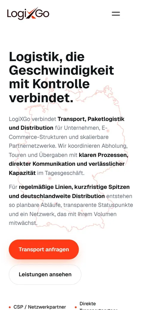 LogiXGo: Startseite auf dem Handy