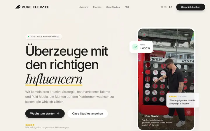 Website-Screenshot: Website · Influencer-Marketing